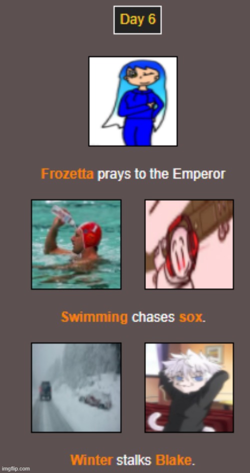 Day 6 | image tagged in hunger games | made w/ Imgflip meme maker