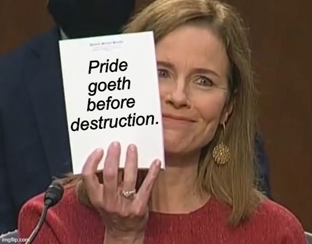 Notorious ACB | Pride 
goeth 
before 
destruction. | image tagged in notorious acb | made w/ Imgflip meme maker