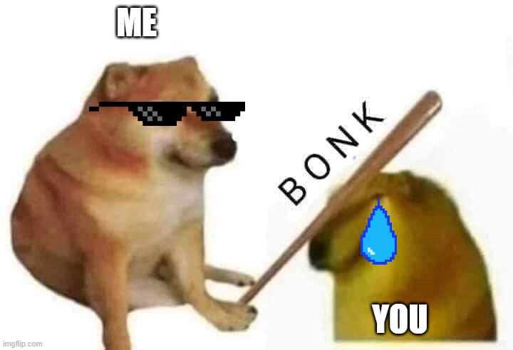 Doge bonk | ME; YOU | image tagged in doge bonk | made w/ Imgflip meme maker