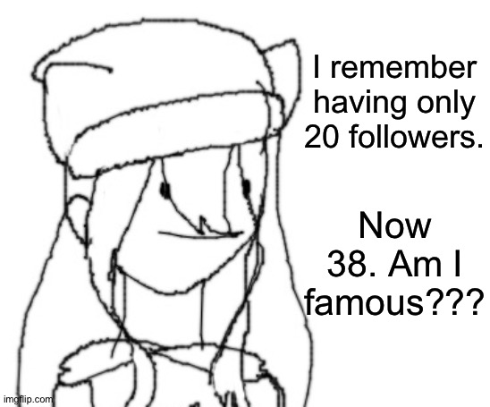 Idk. | I remember having only 20 followers. Now 38. Am I famous??? | image tagged in shiyu has something to say ver two | made w/ Imgflip meme maker