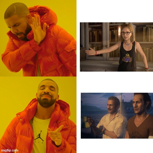 Who should be the next Uncharted be about? | image tagged in memes,drake hotline bling | made w/ Imgflip meme maker