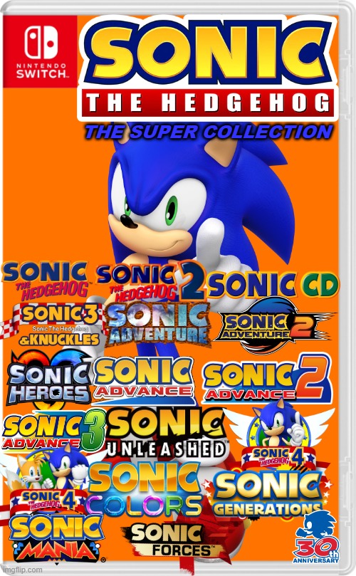 It's finally here. | THE SUPER COLLECTION | image tagged in nintendo switch cartridge case,sonic the hedgehog | made w/ Imgflip meme maker