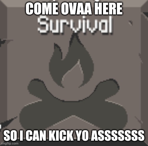 Survival gonaa kick yo ass (meme made my me) | COME OVAA HERE; SO I CAN KICK YO ASSSSSSS | image tagged in survival gonaa kick yo ass | made w/ Imgflip meme maker
