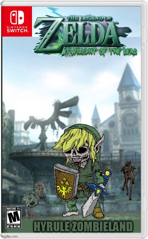 THE LEGEND OF ZOMBIE | HYRULE ZOMBIELAND | image tagged in zombies,the legend of zelda,link,nintendo switch,spooktober,fake switch games | made w/ Imgflip meme maker