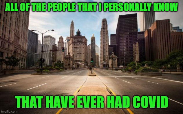 Empty Streets | ALL OF THE PEOPLE THAT I PERSONALLY KNOW THAT HAVE EVER HAD COVID | image tagged in empty streets | made w/ Imgflip meme maker