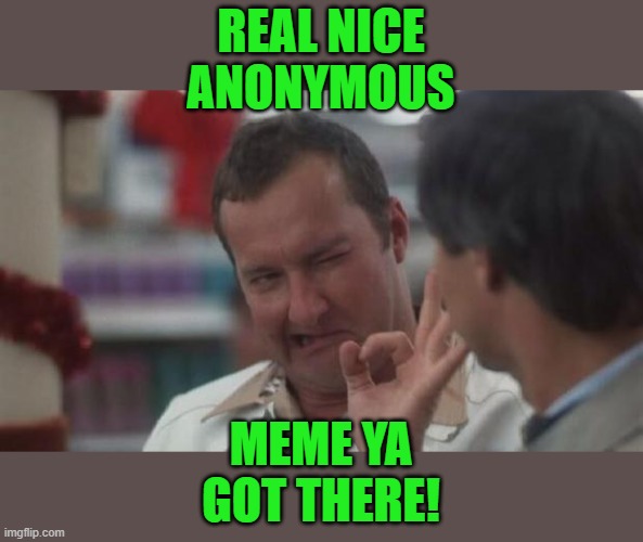 Real Nice - Christmas Vacation | REAL NICE ANONYMOUS MEME YA GOT THERE! | image tagged in real nice - christmas vacation | made w/ Imgflip meme maker