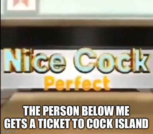 THE PERSON BELOW ME GETS A TICKET TO COCK ISLAND | made w/ Imgflip meme maker