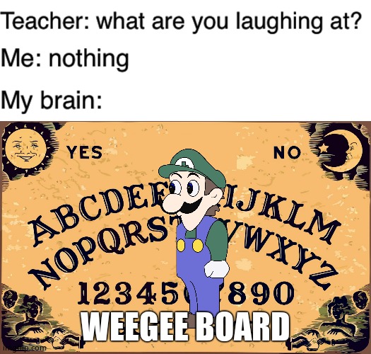 WEEGEE BOARD | image tagged in ouija board blank,teacher what are you laughing at | made w/ Imgflip meme maker
