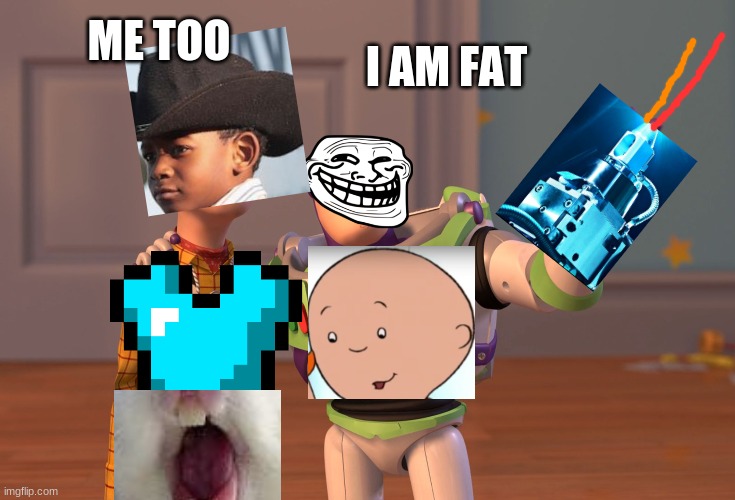 X, X Everywhere Meme | ME TOO; I AM FAT | image tagged in memes,x x everywhere | made w/ Imgflip meme maker