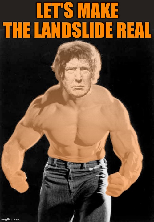 Hulk Trump | LET'S MAKE THE LANDSLIDE REAL | image tagged in hulk trump | made w/ Imgflip meme maker