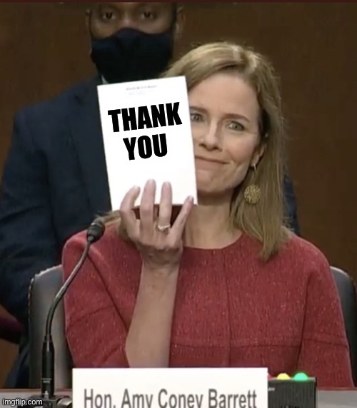 Amy Coney Barrett | THANK
YOU | image tagged in amy coney barrett | made w/ Imgflip meme maker