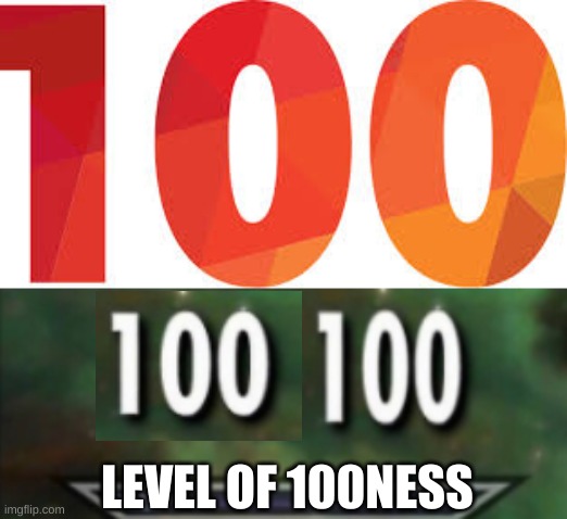 100ness level: 100 | LEVEL OF 100NESS | image tagged in 100,sneak 100 | made w/ Imgflip meme maker