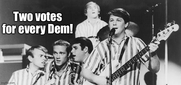 Beach Boys | Two votes for every Dem! | image tagged in beach boys | made w/ Imgflip meme maker