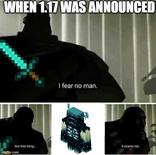 I fear no man | WHEN 1.17 WAS ANNOUNCED | image tagged in i fear no man,minecraft | made w/ Imgflip meme maker