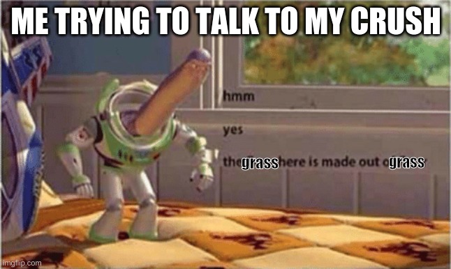 I actually said that | ME TRYING TO TALK TO MY CRUSH; grass; grass | image tagged in hmm yes the floor here is made out of floor | made w/ Imgflip meme maker