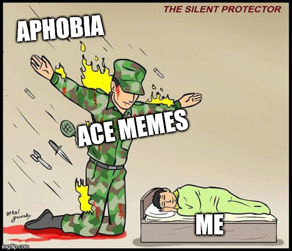 Memes are very necessary |  APHOBIA; ACE MEMES; ME | image tagged in the silent protector,ace,aroace | made w/ Imgflip meme maker