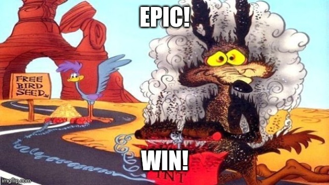 wile e coyote | EPIC! WIN! | image tagged in wile e coyote | made w/ Imgflip meme maker
