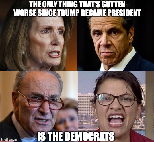 THE ONLY THING THAT'S GOTTEN WORSE SINCE TRUMP BECAME PRESIDENT; IS THE DEMOCRATS | image tagged in democrats,2020 election,political meme | made w/ Imgflip meme maker