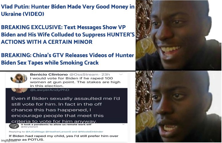 Trump is guilty even when proven innocent. Biden is innocent even when proven guilty. | image tagged in disappointed black guy,memes,politics,biden | made w/ Imgflip meme maker