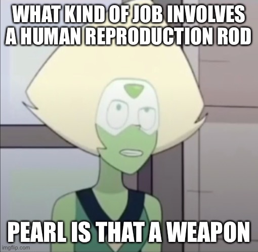 Whenever you’re too curious | WHAT KIND OF JOB INVOLVES A HUMAN REPRODUCTION ROD; PEARL IS THAT A WEAPON | image tagged in memes | made w/ Imgflip meme maker