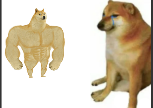 High Quality Buff Doge vs. Big Cheems Blank Meme Template