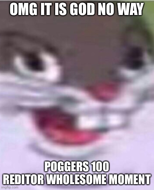 Big Chungus | OMG IT IS GOD NO WAY; POGGERS 100 REDITOR WHOLESOME MOMENT | image tagged in big chungus | made w/ Imgflip meme maker