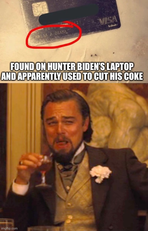 There are no words | FOUND ON HUNTER BIDEN’S LAPTOP AND APPARENTLY USED TO CUT HIS COKE | image tagged in memes,laughing leo | made w/ Imgflip meme maker