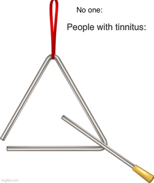 Tinnitus hooray | People with tinnitus: | image tagged in triangle,instruments,memes | made w/ Imgflip meme maker