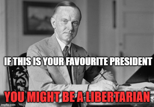 you might be a libertarian | IF THIS IS YOUR FAVOURITE PRESIDENT; YOU MIGHT BE A LIBERTARIAN | image tagged in libertarian | made w/ Imgflip meme maker