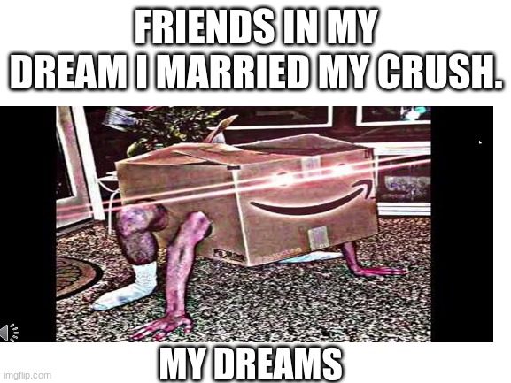 My dreams | FRIENDS IN MY DREAM I MARRIED MY CRUSH. MY DREAMS | image tagged in amazon,box | made w/ Imgflip meme maker