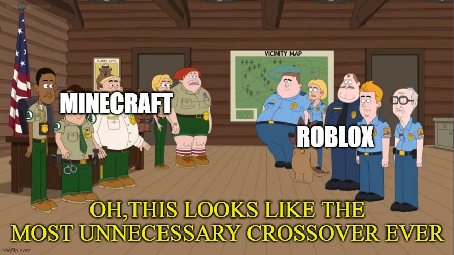 meme | ROBLOX; MINECRAFT | image tagged in crossover,funny memes,minecraft,roblox | made w/ Imgflip meme maker