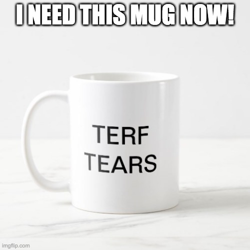 no title needed | I NEED THIS MUG NOW! | image tagged in terfs,no terfs | made w/ Imgflip meme maker