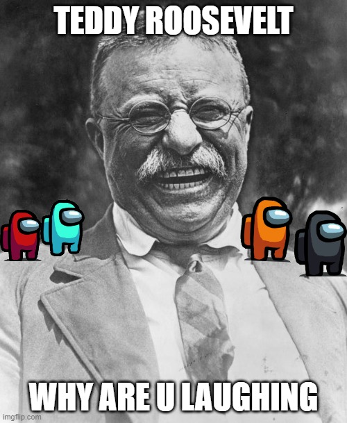 Teddy Roosevelt | TEDDY ROOSEVELT; WHY ARE U LAUGHING | image tagged in teddy roosevelt | made w/ Imgflip meme maker
