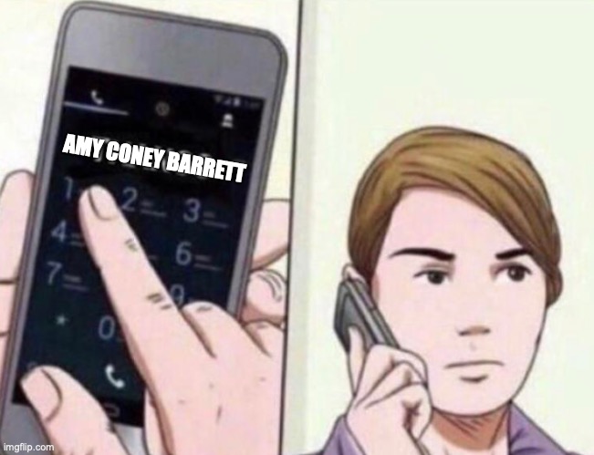Thanos Calling | AMY CONEY BARRETT | image tagged in thanos calling | made w/ Imgflip meme maker