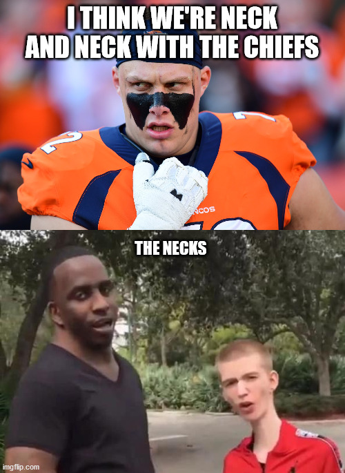 I THINK WE'RE NECK AND NECK WITH THE CHIEFS; THE NECKS | image tagged in sports | made w/ Imgflip meme maker