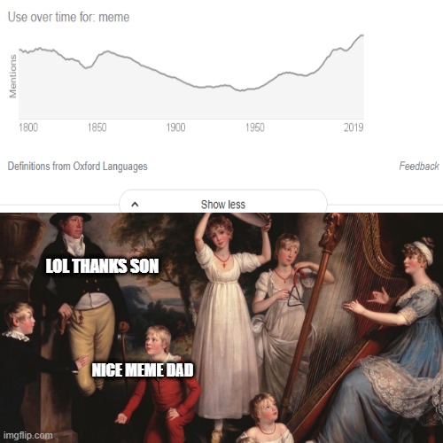 English never evolved | LOL THANKS SON; NICE MEME DAD | image tagged in 1800,google dictionary | made w/ Imgflip meme maker