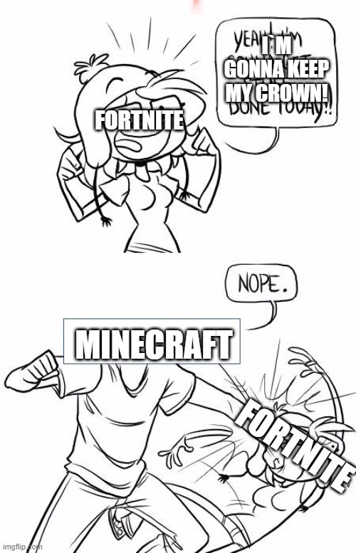 Did you really think it would be THAT easy? | I`M GONNA KEEP MY CROWN! FORTNITE; MINECRAFT; FORTNITE | image tagged in nope blank | made w/ Imgflip meme maker