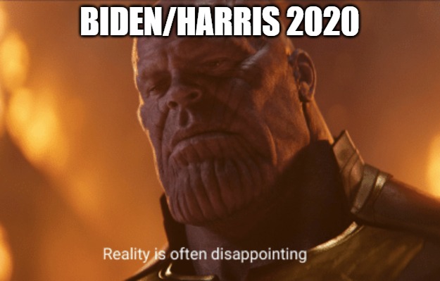 Reality is often dissapointing | BIDEN/HARRIS 2020 | image tagged in reality is often dissapointing | made w/ Imgflip meme maker