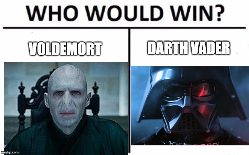 Who Would Win? Meme | DARTH VADER; VOLDEMORT | image tagged in memes,who would win,darth vader,lord voldemort | made w/ Imgflip meme maker
