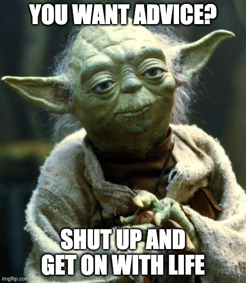 Star Wars Yoda Meme | YOU WANT ADVICE? SHUT UP AND GET ON WITH LIFE | image tagged in memes,star wars yoda | made w/ Imgflip meme maker