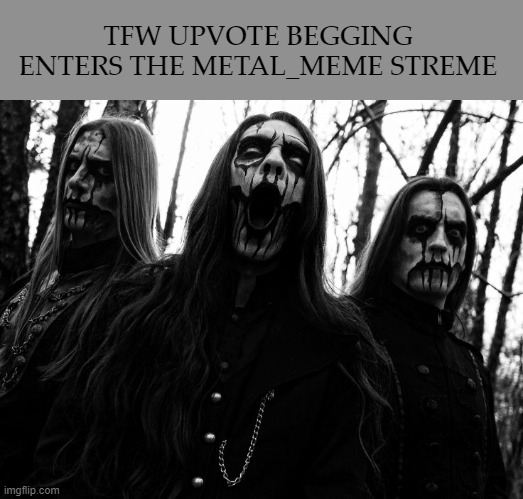 i think not black metal | TFW UPVOTE BEGGING ENTERS THE METAL_MEME STREME | image tagged in i think not black metal | made w/ Imgflip meme maker