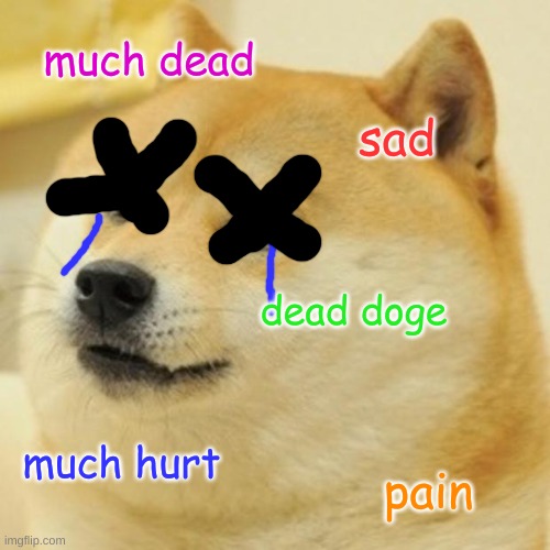 Doge Meme | much dead sad dead doge much hurt pain | image tagged in memes,doge | made w/ Imgflip meme maker