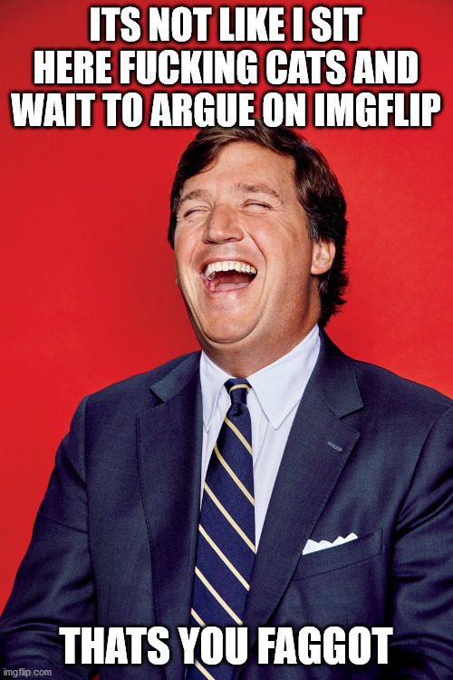 ITS NOT LIKE I SIT HERE FUCKING CATS AND WAIT TO ARGUE ON IMGFLIP THATS YOU FAGGOT | made w/ Imgflip meme maker