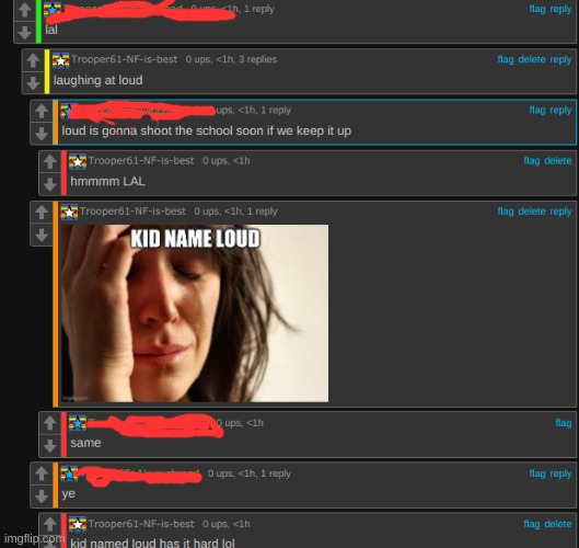 lal | image tagged in kid names loud | made w/ Imgflip meme maker