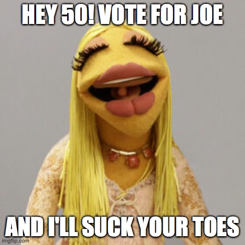 C Handler vs 50 | HEY 50! VOTE FOR JOE; AND I'LL SUCK YOUR TOES | image tagged in 50 cent,chelsea handler,politics,biden | made w/ Imgflip meme maker