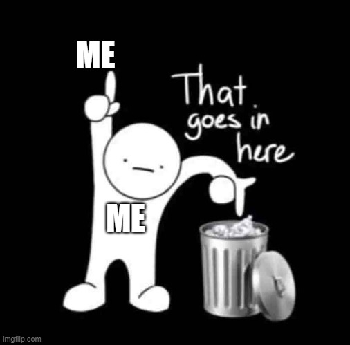 Me | ME; ME | image tagged in that goes in here | made w/ Imgflip meme maker