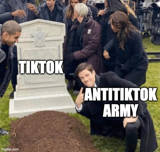 Grant Gustin over grave | TIKTOK; ANTITIKTOK ARMY | image tagged in grant gustin over grave | made w/ Imgflip meme maker