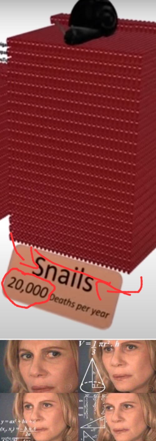 Snails??? | image tagged in math lady/confused lady | made w/ Imgflip meme maker