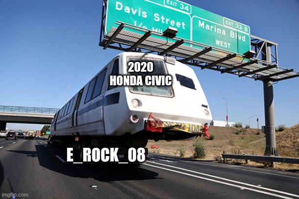 2020 HONDA CIVIC; E_ROCK_08 | image tagged in bart,trains,honda,rocks,memes,fun | made w/ Imgflip meme maker