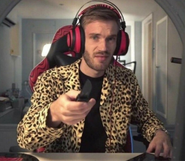 High Quality PewDiePie has a knife Blank Meme Template